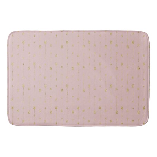 Trendy Lotus Pink & Gold Boho Arrows Bath Mat Badematte (Vorderseite)