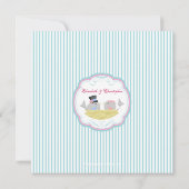 Trendy Love Birds Bridal Dusche Einladung Blau (Rückseite)