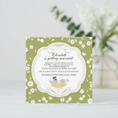 Trendy Love Birds Bridal Dusche Einladung Grün (Stehend Vorderseite)
