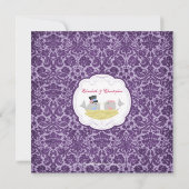 Trendy Love Birds Bridal Dusche Einladung Lila (Rückseite)