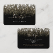 Trendy Luminous Gold Glitzer Stars Hair Stylist Visitenkarte (Vorne/Hinten)