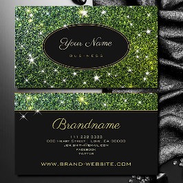 Trendy Luminous Green Glitzer Glam Stars Elegant Visitenkarte