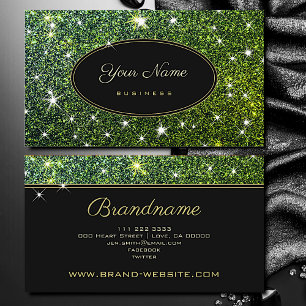 Trendy Luminous Green Glitzer Glam Stars Elegant Visitenkarte