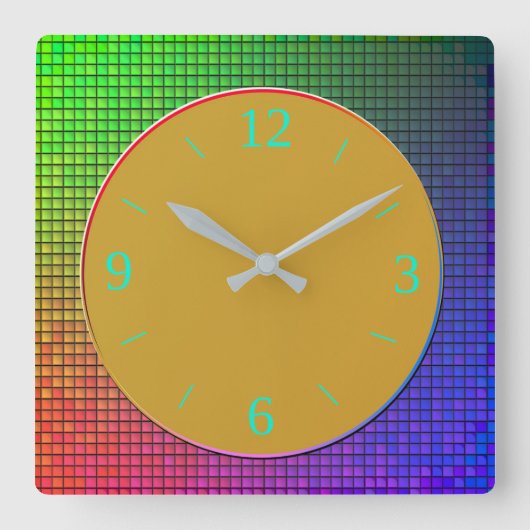 Trendy Luminy, mehrfarbige Design Wall Clock Quadratische Wanduhr (Vorderseite)