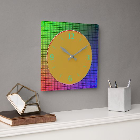 Trendy Luminy, mehrfarbige Design Wall Clock Quadratische Wanduhr (Büro)