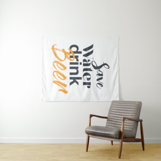 Trendy, lustig, urbanes Design Gerettet Water Drin Wandteppich (Beispiel (Horizontal))