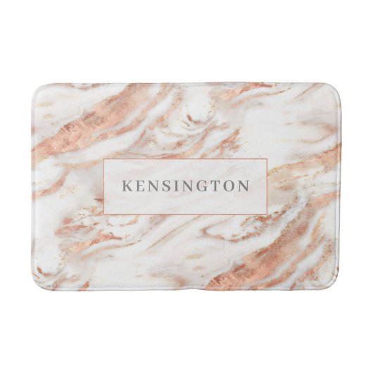 Trendy Lux Kupfer Rose Gold Foil Marmor Badematte (Vorderseite)