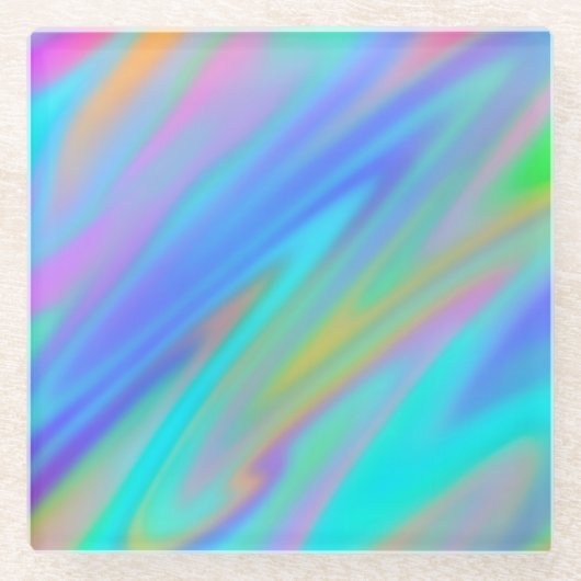 Trendy luxuriöse grün blaue lila Imitate holografi Glasuntersetzer (Vorderseite)