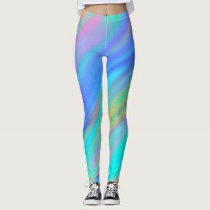 Trendy luxuriöse grün blaue lila Imitate holografi Leggings