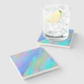 Trendy luxuriöse grün blaue lila Imitate holografi Steinuntersetzer (Seitenansicht)