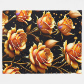 Trendy Luxury Big Gold Rose Collection Fleecedecke (Vorderseite (Horizontal))