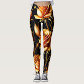 Trendy Luxury Big Gold Rose Collection Leggings (Vorderseite)