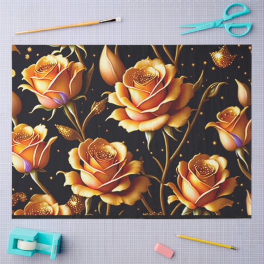 Trendy Luxury Big Gold Rose Collection Seidenpapier (Basteln)