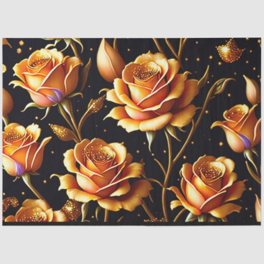Trendy Luxury Big Gold Rose Collection Seidenpapier (Vorderseite)