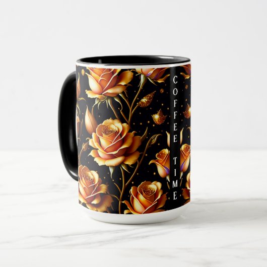 Trendy Luxury Big Gold Rose Collection Tasse (Vorderseite Links)