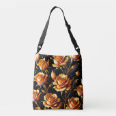 Trendy Luxury Big Gold Rose Collection Tragetaschen Mit Langen Trägern (Rückseite)