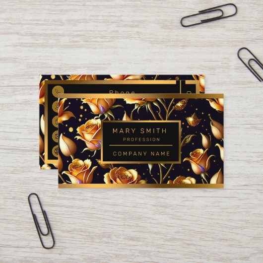 Trendy Luxury Big Gold Rose Collection Visitenkarte (Vorderseite/Rückseite Beispiel)