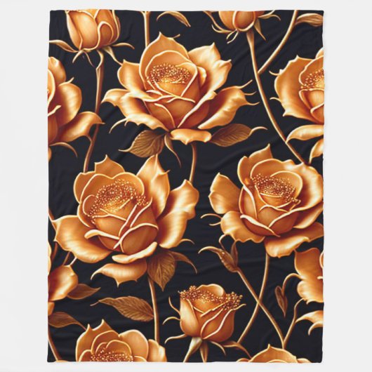 Trendy Luxury Boho Gold Rose Collection Fleecedecke (Vorderseite)