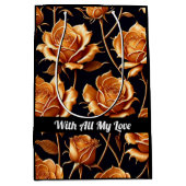 Trendy Luxury Boho Gold Rose Collection Mittlere Geschenktüte (Vorderseite)