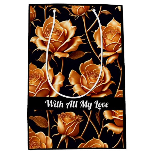 Trendy Luxury Boho Gold Rose Collection Mittlere Geschenktüte (Vorderseite)