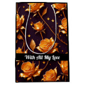 Trendy Luxury Gold Boho Rose Collection Mittlere Geschenktüte (Vorderseite)