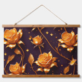 Trendy Luxury Gold Boho Rose Collection Wandteppich Mit Holzrahmen (Vorne)