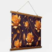 Trendy Luxury Gold Boho Rose Collection Wandteppich Mit Holzrahmen (Gewinkelt)