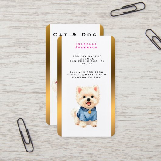 Trendy Luxury Grooming Pet Personalized Collection Visitenkarte (Vorderseite/Rückseite Beispiel)