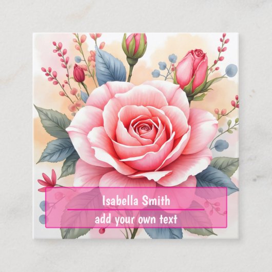 Trendy Luxury Pink Roses Beautiful Collection Quadratische Visitenkarte (Vorderseite)