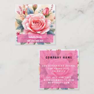 Trendy Luxury Pink Roses Beautiful Collection Quadratische Visitenkarte