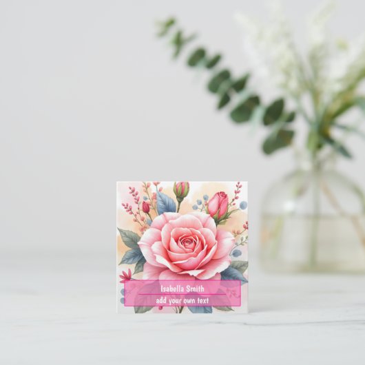 Trendy Luxury Pink Roses Beautiful Collection Quadratische Visitenkarte (Stehend Vorderseite)