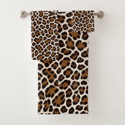 Trendy Luxus Weißer Leopard Badhandtuch Set (Insitu)