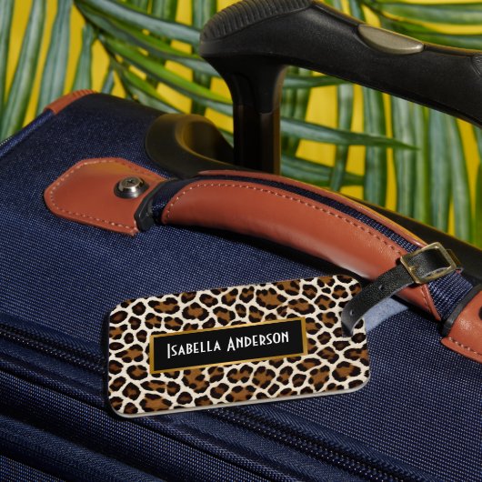 Trendy Luxus Weißer Leopard Gepäckanhänger (Vorderseite Insitu 3)