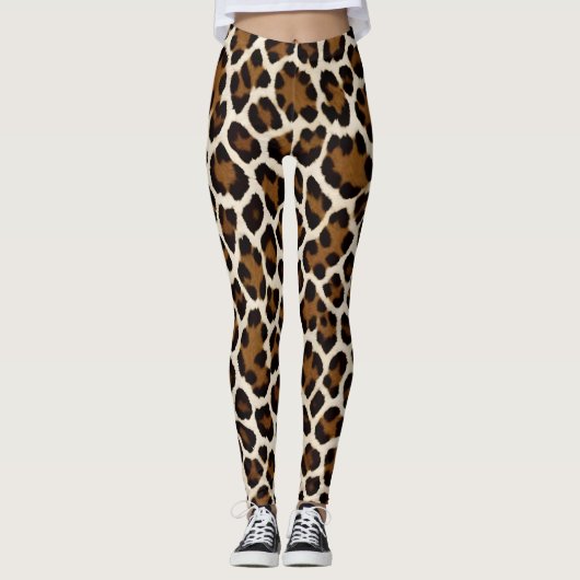 Trendy Luxus Weißer Leopard Leggings (Vorderseite)