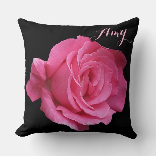 Trendy mädchenhafte rosa Rosa niedlicher Name Amy Kissen (Vorderseite)