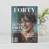 Trendy Magazine Cover | 40. Geburtstag Party Einladung (Stehend Vorderseite)