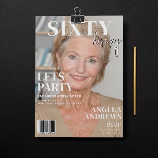 Trendy Magazine Cover | 60. Geburtstagsparty Einladung