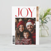 Trendy Magazine Cover Family Foto Weihnachtsfreude Einladung (Stehend Vorderseite)