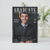 Trendy Magazine Cover Foto Abschluss Einladung (Stehend Vorderseite)