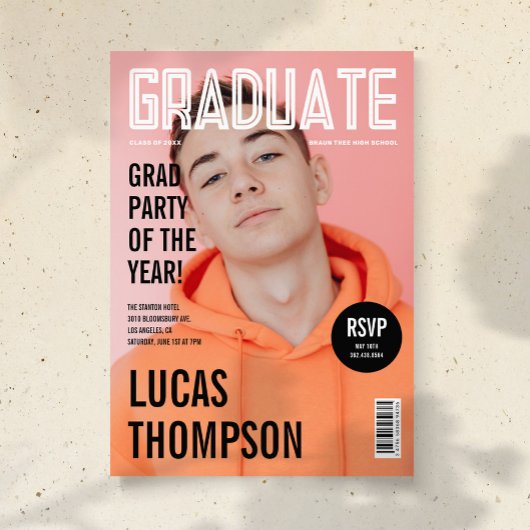 Trendy Magazine Cover Foto Graduation Party Einladung