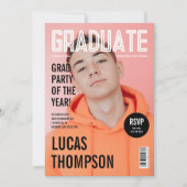 Trendy Magazine Cover Foto Graduation Party Einladung (Vorderseite)
