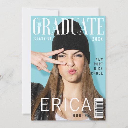 Trendy Magazine Cover Inspirierte Grad Einladung (Vorderseite)
