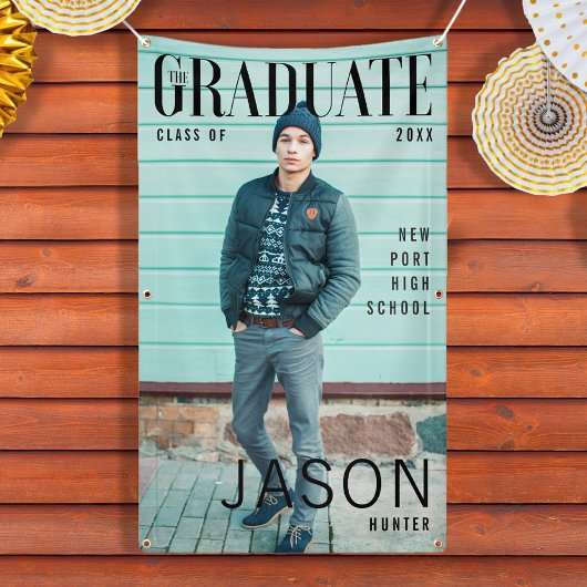 Trendy Magazine Cover Inspirierter Junge Abschluss Banner