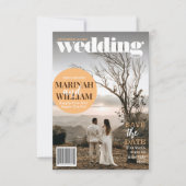 Trendy Magazine Cover Save the Date Foto Einladung (Vorderseite)