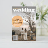Trendy Magazine Cover Save the Date Foto Einladung (Stehend Vorderseite)