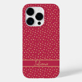 Trendy Magenta & Gold Confetti Dots Personalisiert Case-Mate iPhone Hülle (Rückseite)