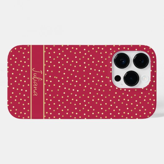 Trendy Magenta & Gold Confetti Dots Personalisiert Case-Mate iPhone Hülle (Rückseite (Horizontal))