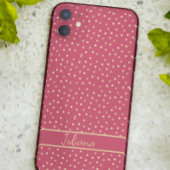 Trendy Magenta & Gold Confetti Dots Personalisiert Case-Mate iPhone Hülle