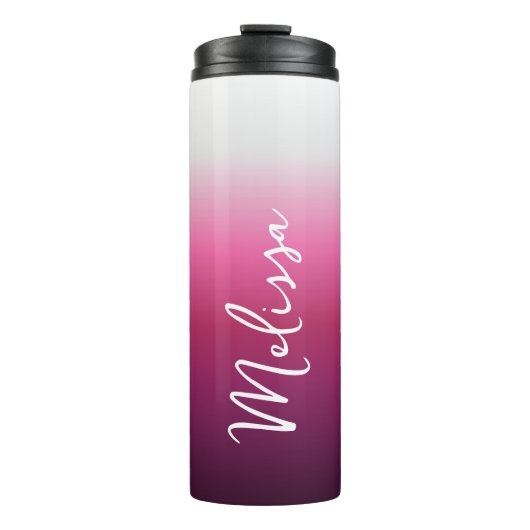 trendy magenta maroon marsala burgundy ombre thermosbecher (Vorderseite)