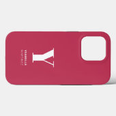 Trendy Magenta Monogram Name Case-Mate iPhone Hülle (Rückseite (Horizontal))